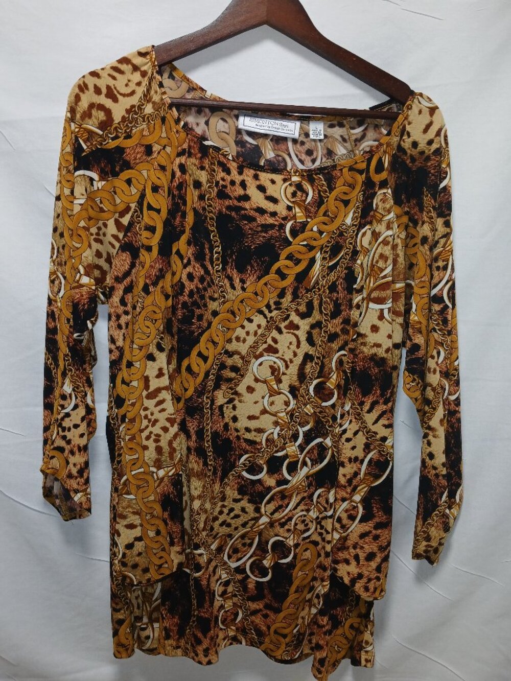 Simonton Says George Simonton Baroque Chain Leopard Print Blouse L